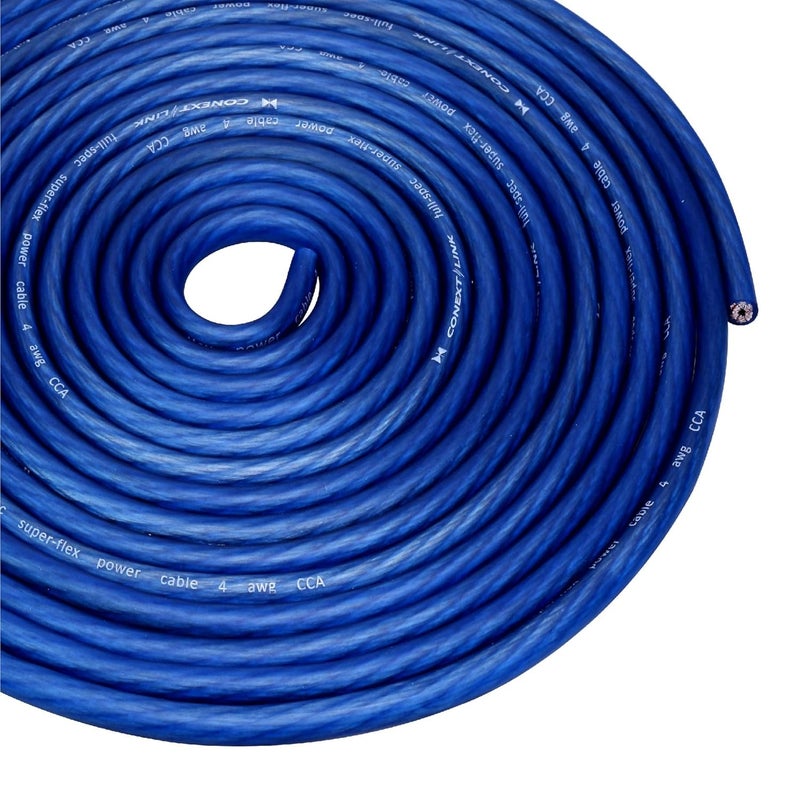 Conext Link 5 ft 4 GA Gauge AWG Car Amplifier Battery Power Cable Ground Wire CCA Frost Blue - Image 1